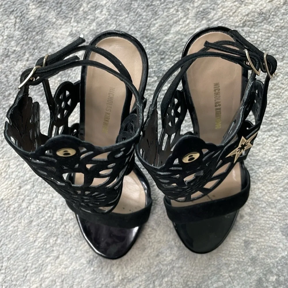 Nicholas Kirkwood Kaleidoscope Laser Cut Heels Star Accent Black Sz 37